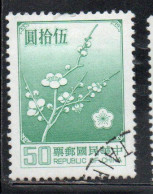 CHINA REPUBLIC CINA TAIWAN FORMOSA 1979 FLORA FLOWERS PLUM BLOSSOMS NATIONAL FLOWER 50$ USED USATO OBLITERE' - Gebraucht