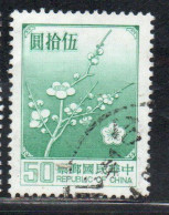 CHINA REPUBLIC CINA TAIWAN FORMOSA 1979 FLORA FLOWERS PLUM BLOSSOMS NATIONAL FLOWER 50$ USED USATO OBLITERE' - Gebraucht