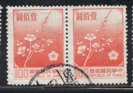 CHINA REPUBLIC CINA TAIWAN FORMOSA 1979 FLORA FLOWERS PLUM BLOSSOMS NATIONAL FLOWER 100$ USED USATO OBLITERE' - Gebraucht