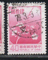 CHINA REPUBLIC CINA TAIWAN FORMOSA 1979 FLORA FLOWERS PLUM BLOSSOMS NATIONAL FLOWER 40$ USED USATO OBLITERE' - Gebraucht