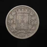 Assez Rare (Scarce) France, Charles X, 1 Franc, 1827, A - Paris, Argent (Silver), TB (F), KM#724, G.450, F.207/25 - 1 Franc