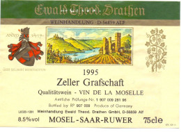 Etiket Etiquette - Vin Wijn - Zeller Grafschaft - Mosel Saar Ruwer - 1995 - Riesling