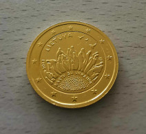 LITUANIE 2023 - ENSEMBLE AVEC L'UKRAINE - 2 EUROS COMMEMORATIVE - PLAQUE OR - VERGOLDET - Lituania