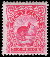 New Zealand 1907-08 6d Carmine-pink Perf 14x15 Lightly Mounted Mint. - Neufs
