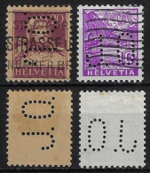 Switzerland 1920/1945 2 Stamp With Perfin J.O. By Charles Im Obersteg & Co Transport In Basel Lochung Perfore - Perforés