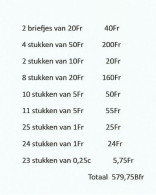 België   Belgique  Van 0,25c  Tot   50Fr  En 2 Briefjes Van 20FR - Non Classés