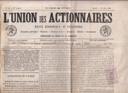 431/39 -  Timbre JOURNAUX No 1 Sur Journal Economique Complet 8 Pages L' Union Des Actionnaires Du 25 Mai 1869 - Newspapers