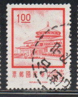 CHINA REPUBLIC CINA TAIWAN FORMOSA 1968 1975 SUN YAT-SEN CHUNGSHAN BUILDING YANGMINGSHAN 1$ USED USATO OBLITERE' - Used Stamps