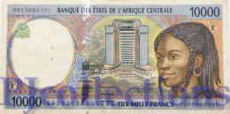 CENTRAL AFRICAN STATES 10000 FRANCS 1999 PICK 205Ee VF W/PIN HOLES - Centrafricaine (République)