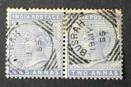 BUSRAH , BRITISH INDIA USED ABROAD 1885 2as Queen Victoria , Left Stamp Has A Pin Hole - Autres & Non Classés