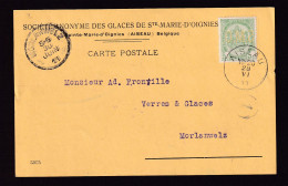 476/39 -- PERFINS/PERFORES - TP Armoirie Perforé S.M.O. S/ Carte Société Des Glaces De STE MARIE D'OIGNIES - AISEAU 1911 - 1909-34