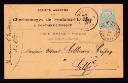 477/39 -- PERFINS/PERFORES - TP Armoirie Perforé F. S/ Carte Charbonnages De FONTAINE L'EVEQUE 1911 - 1909-34
