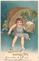 Champignon - Filletteet Fleur - Trèfle - Bonne Fête - Carte Postale Ancienne - Hongos