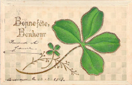 Bonne Fête Bonheur - Trèfle à Quatre Feuilles - Carte Postale Ancienne - Trees