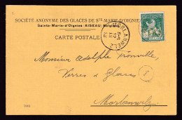 482/39 -- PERFINS/PERFORES - TP Pellens Perforé S.M.O. S/ Carte Glaces De Sainte Marie D'Oignies - AISEAU 1913 - 1909-34