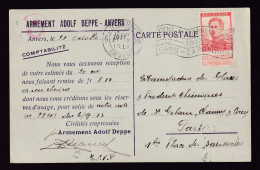 483/39 -- PERFINS/PERFORES - TP Pellens Perforé A.D. S/ Carte Armement Adolf Deppe - ANTWERPEN 1913 - 1909-34