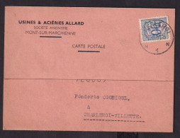 492/39 -- PERFINS/PERFORES - TP Lion Héraldique Perforé J.A.C. S/ Carte Aciéries Allard à MONT SUR MARCHIENNE 1951 - 1934-51