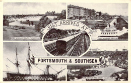 ANGLETERRE - Just Arrived At Portsmouth & Southsea - Canoe Lake And South Parade Pier - Carte Postale Ancienne - Portsmouth