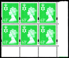 Northern Ireland 1993-2000 63p Light Emerald Photo Harrison Elliptical Perf. Block Of 6 Unmounted Mint.  - Nordirland