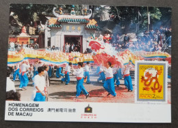 Macau Macao Year Of The Dragon 1988 Chinese Lunar Zodiac Dance (maxicard) - Lettres & Documents