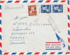 Algeria Air Mail Cover Sent To Denmark (2 Of The Stamps Are Damaged And The Flap On The Backside Of The Cover Is Cut Of) - Airmail