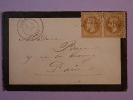 BU22 FRANCE BELLE  LETTRE RR 1869 PETIT BUREAU LORRIS A  PARIS +PAIRE DE N° 28 + AFF . PLAISANT+ - 1863-1870 Napoléon III Con Laureles