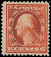 USA 1908-10 6c Orange-vermillion (oxidised Ink) Lightly Mounted Mint. - Nuevos