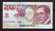 China BOC (bank Of China) Training/test Banknote,ITALY ITALIA 2000 Lire Note Specimen Overprint - [ 8] Specimen