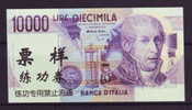 China BOC (bank Of China) Training/test Banknote,ITALY ITALIA 10000 Lire Note Specimen Overprint - [ 8] Fictifs & Specimens