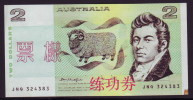 China BOC Bank (bank Of China) Training/test Banknote,AUSTRALIA A Series 2 Dollars Note Specimen Overprint - Vals En Specimen