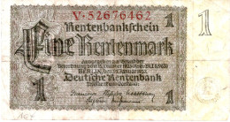 ALLEMAGNE/GERMANY/N°173b Billet De 1 Rentenmark Du 30.1.1937. Olive. Bande Jaune à Droite. Grande Ou Petite Taille - 1 Rentenmark