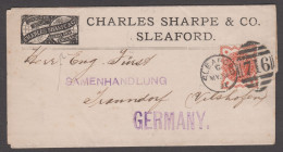 1891 Charles Sharpe & Co Printed Advertising Wrapper From Sleaford (Lincolnshire) To Germany With 1887 1/2d Vermilion - Storia Postale
