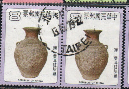 CHINA REPUBLIC CINA TAIWAN FORMOSA 1979 ANCIENT CHINESE POTTERY RED JAR WITH EARS HAN DYNASTY 8$ USED USATO OBLITERE' - Usados