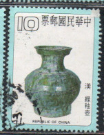 CHINA REPUBLIC CINA TAIWAN FORMOSA 1979 ANCIENT CHINESE POTTERY GREEN GLAZED JAR HAN DYNASTY 10$ USED USATO OBLITERE' - Gebraucht