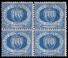 San Marino 1894-97 25c Blue Block Of 4 Unmounted Mint. - Neufs