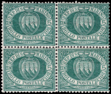 San Marino 1894-97 5c Blue-green Block Of 4 Unmounted Mint. - Unused Stamps