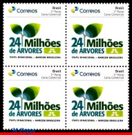 Ref. BR-V2022-52-Q BRAZIL 2022 - ITAIPU HYDROELECTRIC,24 MILLION TREES PLANTED, PB-198, MNH, FLOWERS, PLANTS 4V - Neufs