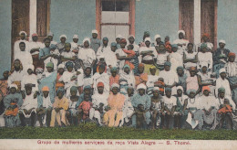 Sao Thome Tome Grupo De Mulheres Servicaes Africa Old Postcard - Sao Tome And Principe
