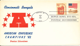 USA Cover Pontiac 24-1-1982 XVI Pontiac Silverdome Super Bowl Cincinnati Bengals American Conference Champion's 82 - Soccer American Cup