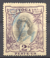 Tonga, 1937, Queen Salote, Definitive, 2 P., Used, Michel 56 Type I - Tonga (...-1970)