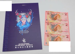 Australian Lunar Silver Reserve Triplet Commemorative Note 2 Yuan Chicken Year Zodiac Lunar Silver Commemorative Note UN - Collezioni & Lotti