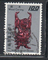 CHINA REPUBLIC CINA TAIWAN FORMOSA 1967 HANDICRAFT INDUSTRY HANDICRAFTS HOTEI WOOD CARVING 1$ USED USATO OBLITERE' - Used Stamps