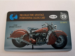 UNITED STATES AMERICA  / $10,-  MOTORCYCLE / 1940  SPORT  SCOUT  2500 EX   PREPAID MINT    ** 13849** - Amerivox