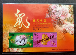 Hong Kong Year Of The Pig Rat 2020 Lunar Chinese Zodiac Flower (specimen Ms) MNH - Ungebraucht