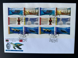 Maldives 2012 / 2013 Mi. 4837 - 4842 FDC M/S Klb Diplomatic Relations China Chine Tortue Turtle Poisson Fish Boat Bateau - Blocs-feuillets