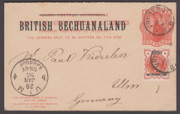 1895 Reply Paid Postcard (complete With Unused Reply), Sent To Germany, Cancelled And Uprated With 1/2d With Vryburg Cds - 1885-1895 Colonie Britannique