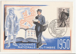 ALGERIE-Carte Maximum- N°282 JOURNEE DU TIMBRE 1950-ORAN - Cartoline Maximum