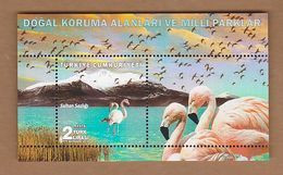 AC - TURKEY BLOCK STAMP - NATURAL CONSERVATION AREAS AND NATIONAL PARKS, KAYSERI TURKEY FLAMINGO MNH 26 SEPTEMBER 2018 - Blokken & Velletjes