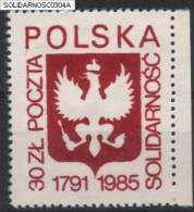 POLAND SOLIDARNOSC SOLIDARITY 1791 - 1985 EAGLE ON SHIELD (SOLID0304/0699) - Solidarnosc-Vignetten