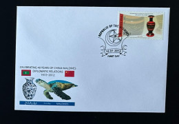 Maldives 2012 / 2013 Mi. 4839 FDC Diplomatic Relations China Chine 40 Years Lacquer Ware Vase - Neufs